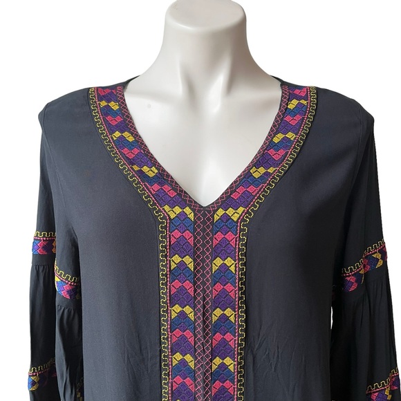 Wrangler Retro Embroidered Western Rodeo Cowgirl Long Sleeve Dress, Sz L - Picture 9 of 14